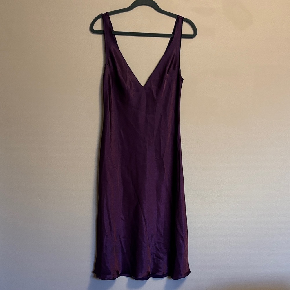 Elegant Purple Satin Slip Dress